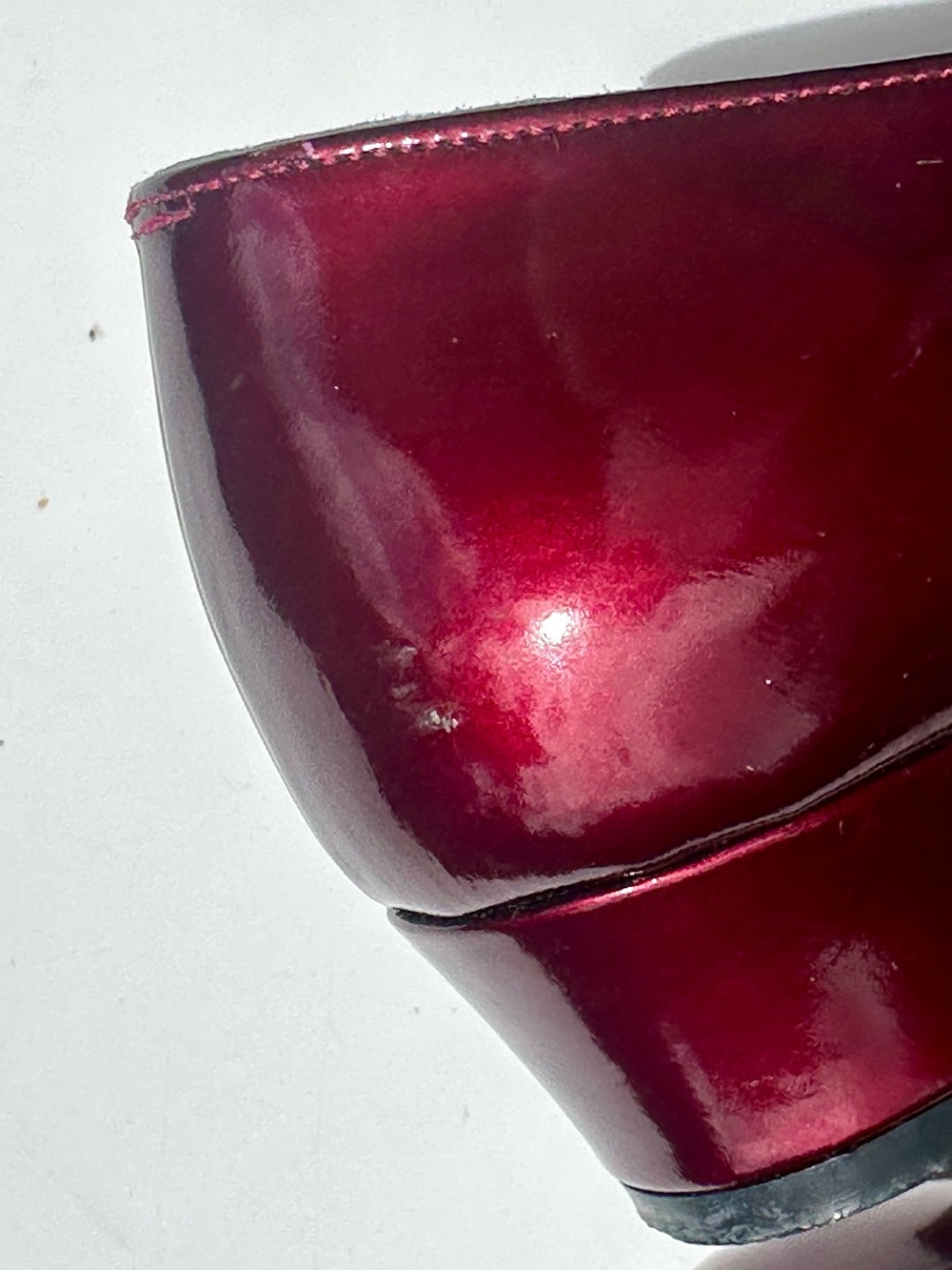 Salvatore Ferragamo Metallic Burgundy Red Patent Low Heel Ballet Pump, Bow, 7 B - Picture 11 of 15